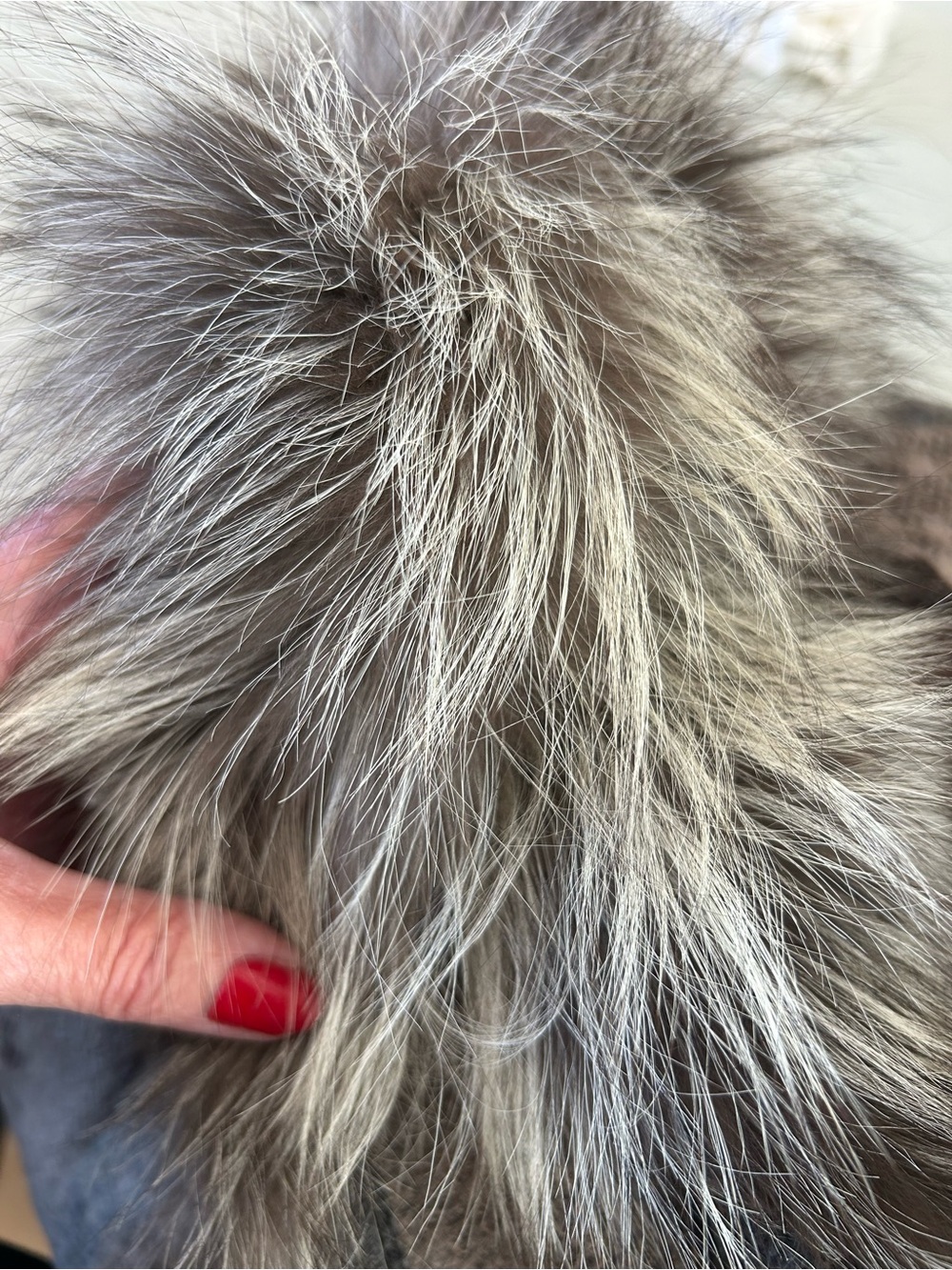 Gorgeous Grey Abstract Poncho/Wrap with silver fox Fur Collar❤️0/S - Picture 9 of 10
